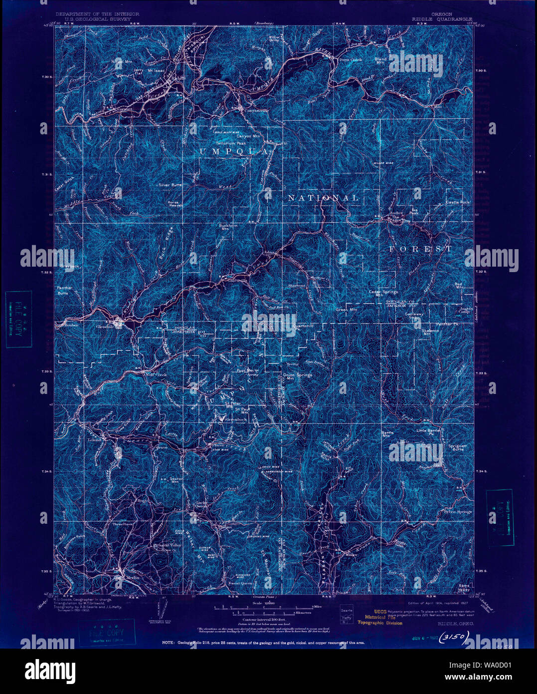 Topo Map Riddles Oregon USGS Topo Map Oregon Riddle 283251 1904 125000 Inverted Restoration ...