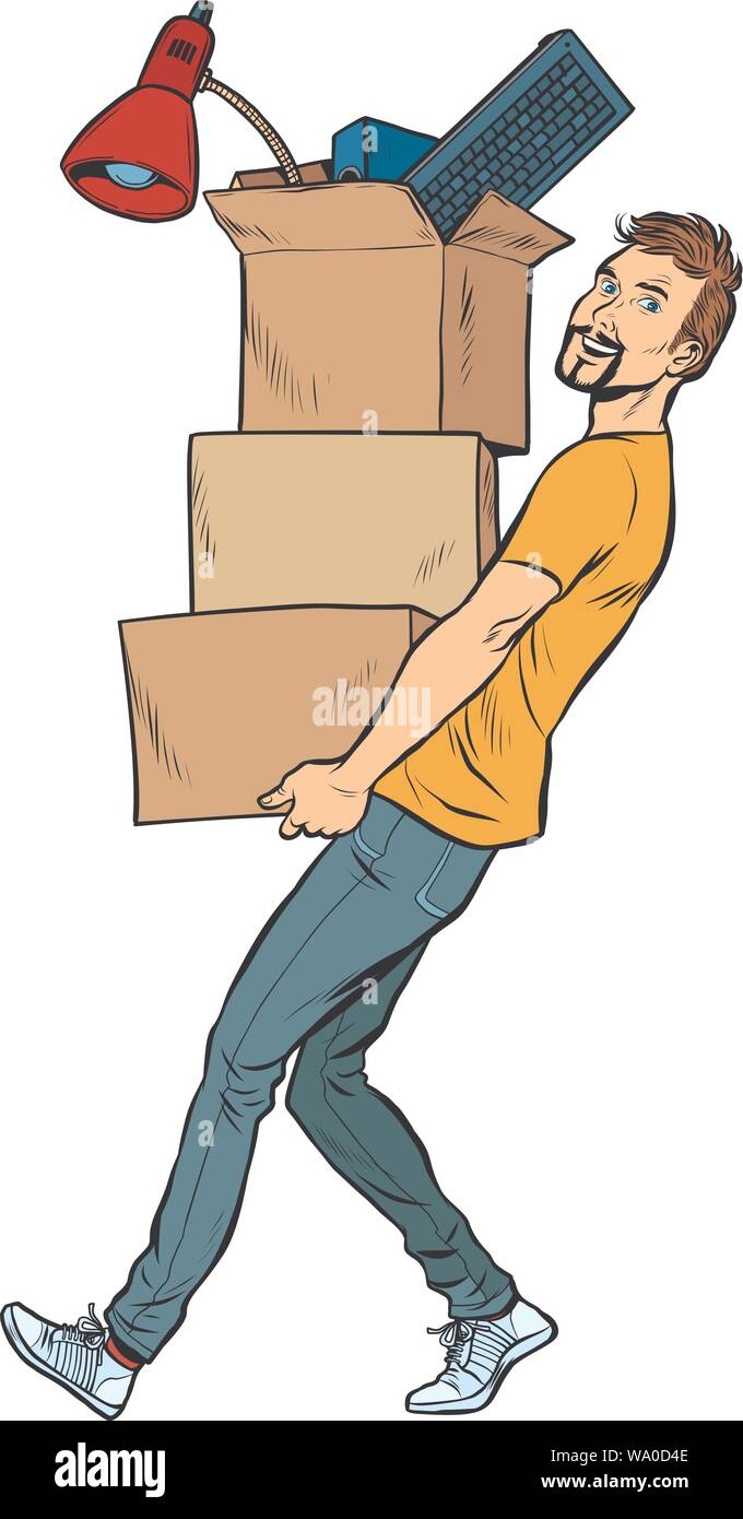 Cartoon illustration man moving home hi-res stock photography and ...