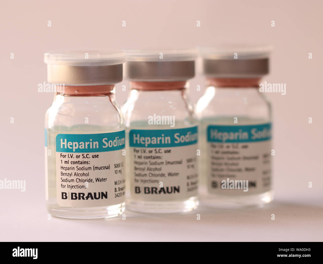 Heparin Sodium vials , anticoagulant medication Stock Photo Alamy