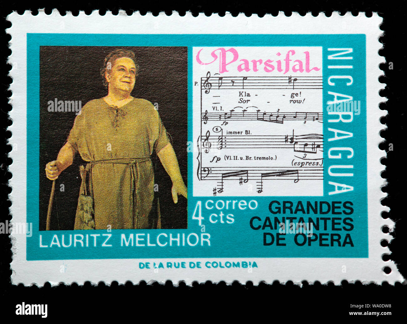 Lauritz Melchior, Parsifal, postage stamp, Nicaragua, 1975 Stock Photo
