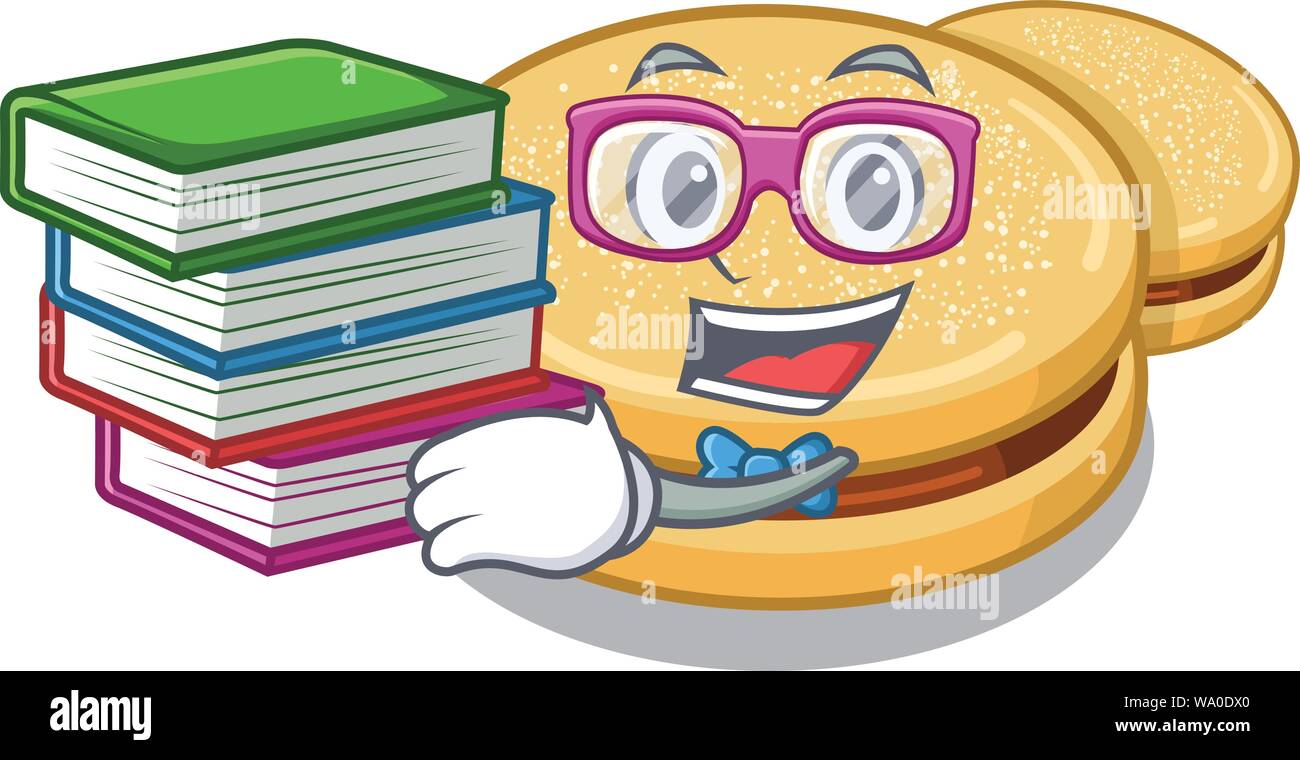 Student with book alfajores isolated with in the mascot Stock Vector