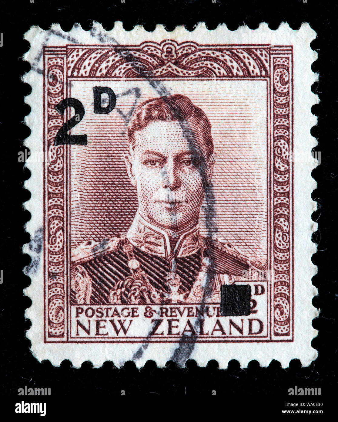 King VI (19361952), postage stamp, New Zealand, 1938 Stock