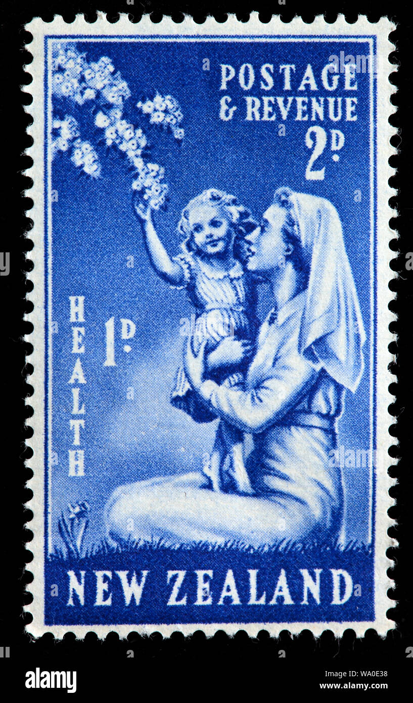 Health, postage stamp, New Zealand, 1949 Stock Photo