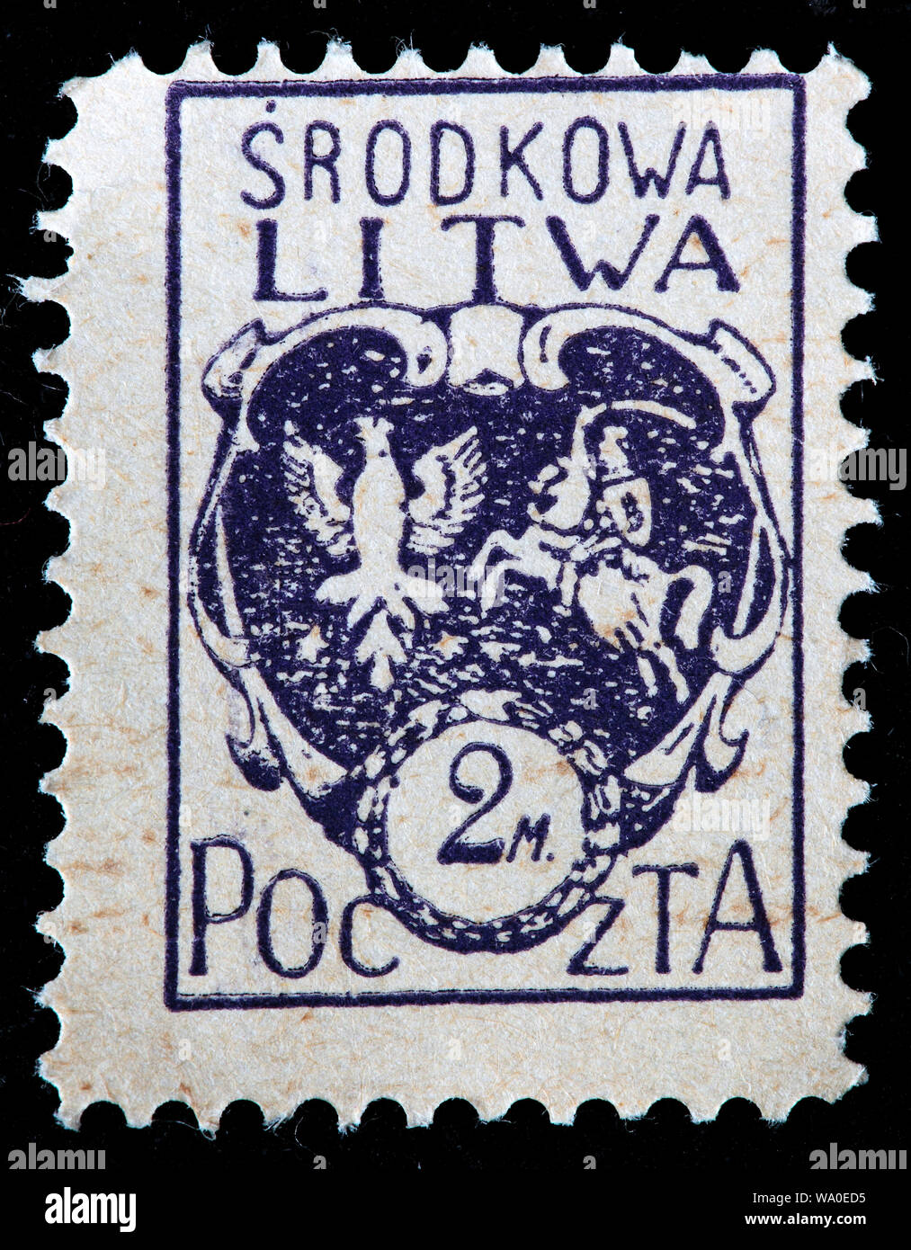 Coat of arms, postage stamp, Central Lithuania, 1920 Stock Photo