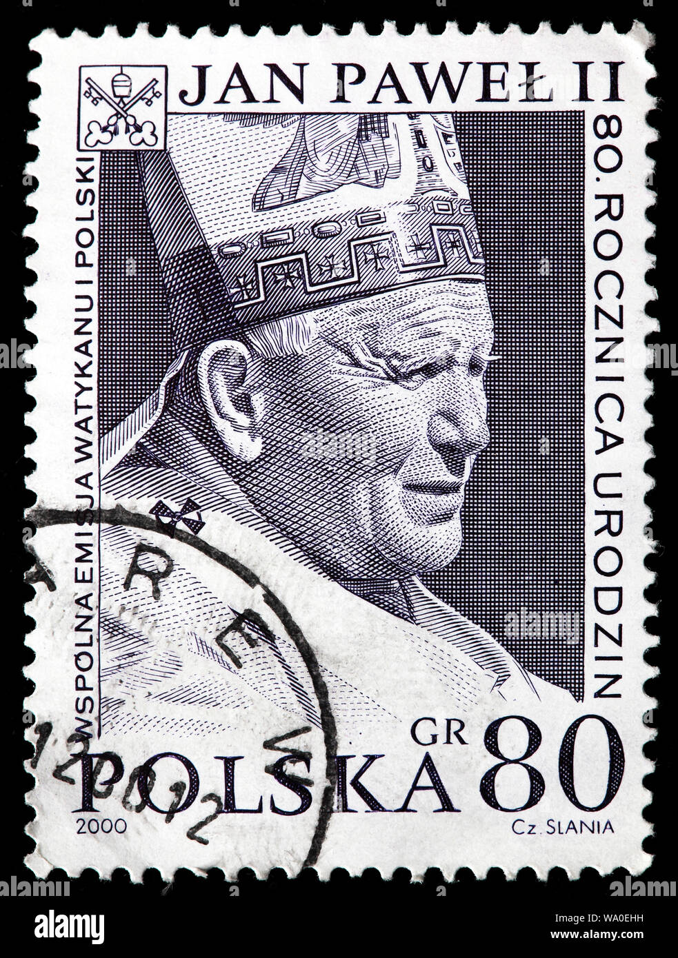 Pope John Paul II, postage stamp, Poland, 2000 Stock Photo