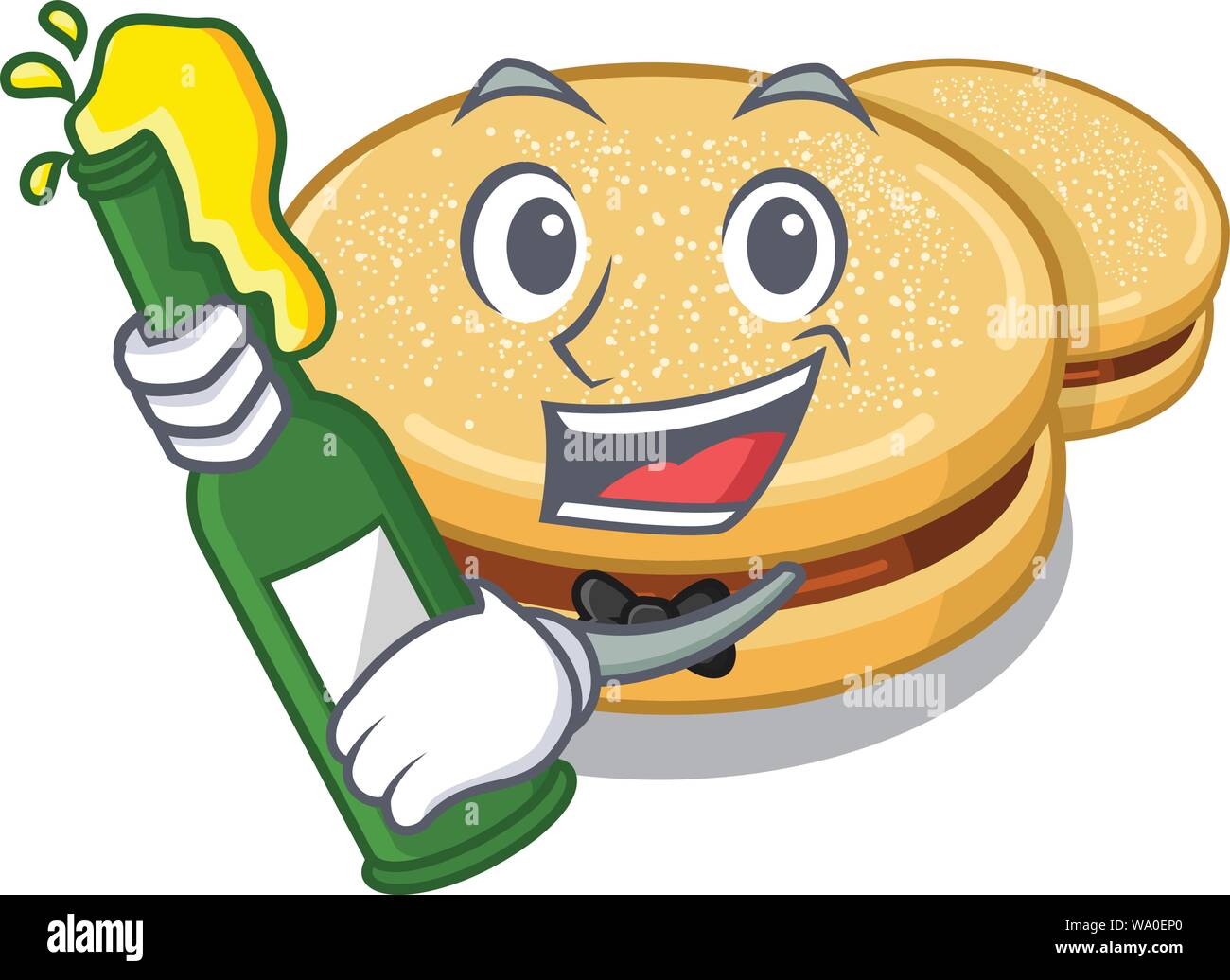 With beer alfajores isolated with in the mascot Stock Vector