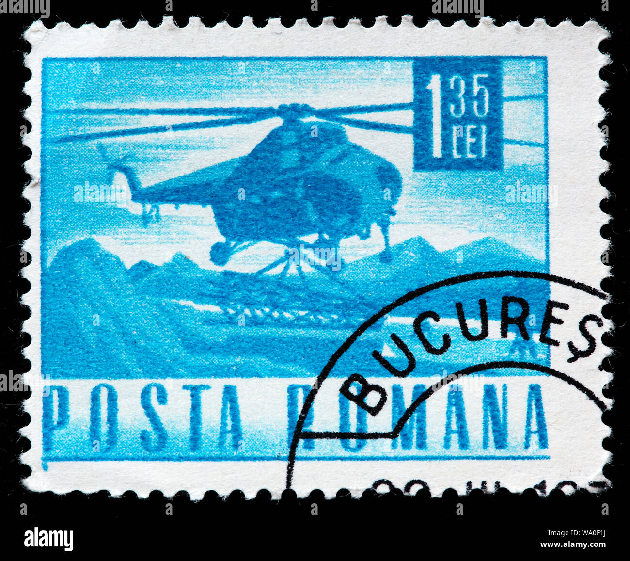 Mil Mi-3 helicopter, postage stamp, Romania, 1968 Stock Photo
