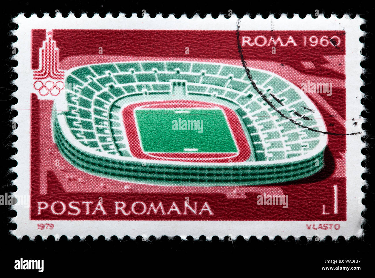 Stadium, Olympics, Rome (1960), postage stamp, Romania, 1979 Stock Photo
