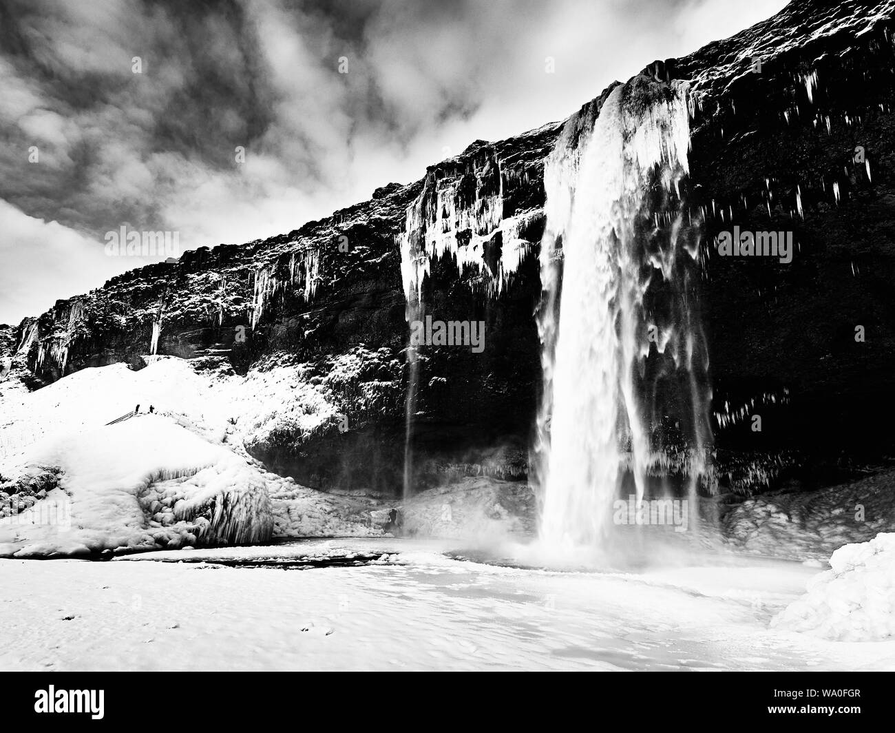 Iceland waterfall in winter Stock Photo