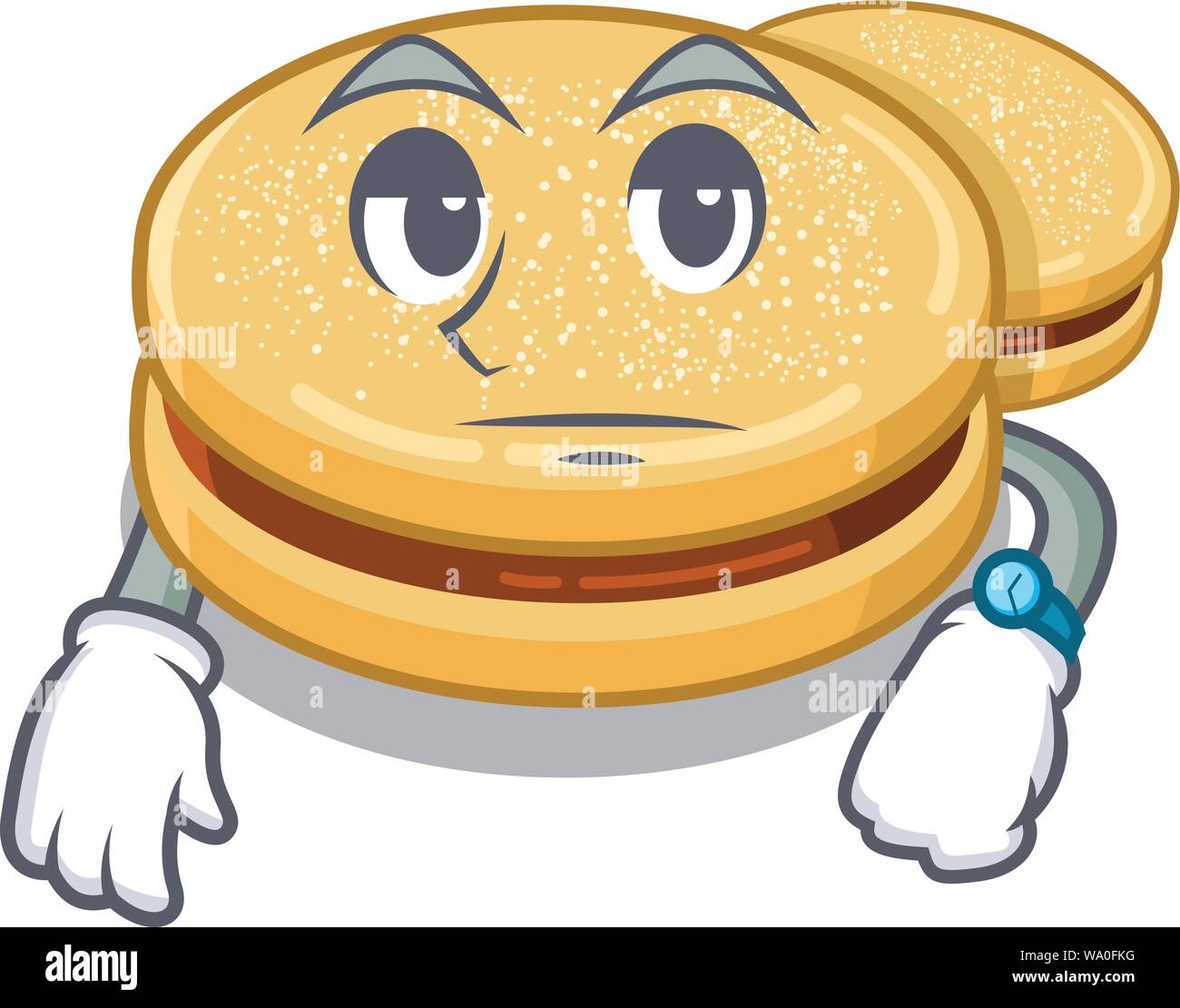 Waiting alfajores isolated with in the mascot Stock Vector