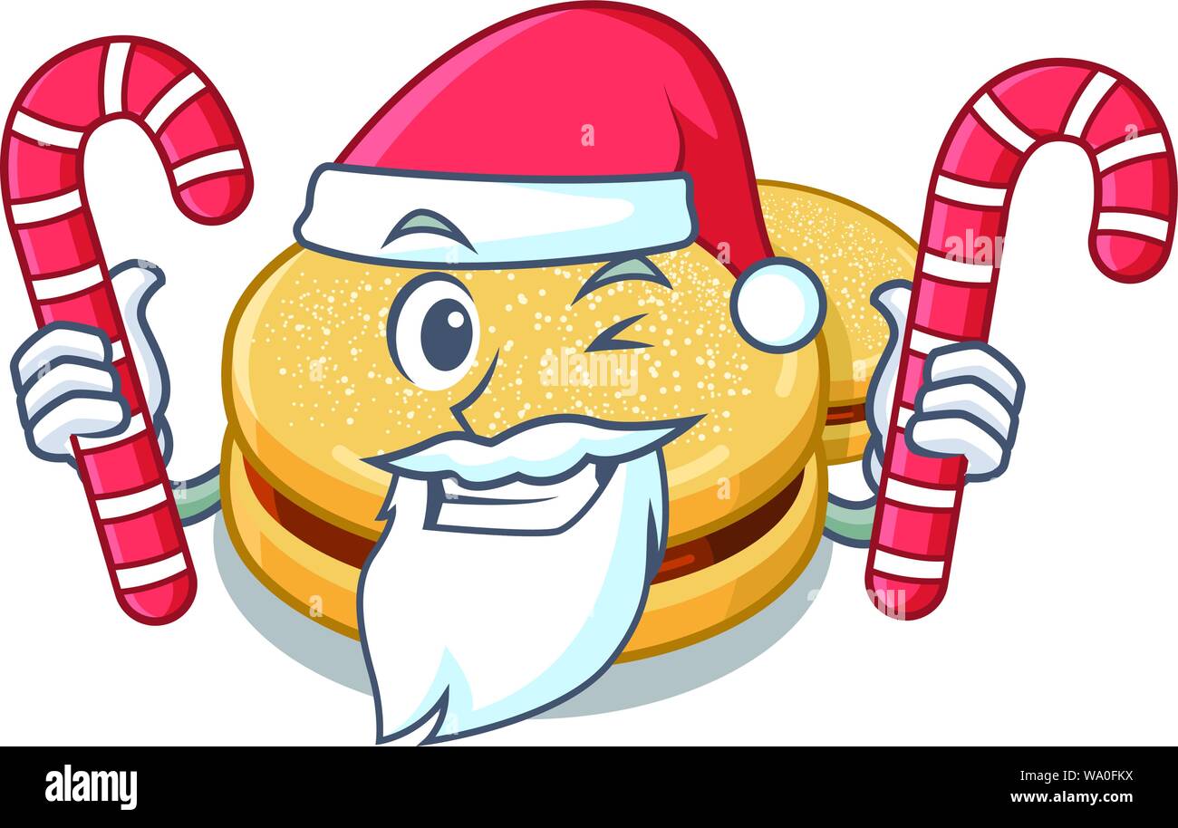 Santa with candy alfajores isolated with in the mascot Stock Vector