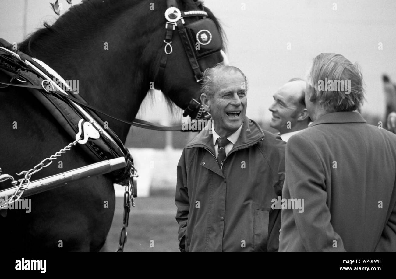 Duke of Edinburgh at the East of England Shire Horse Show 1980's Stock Photo