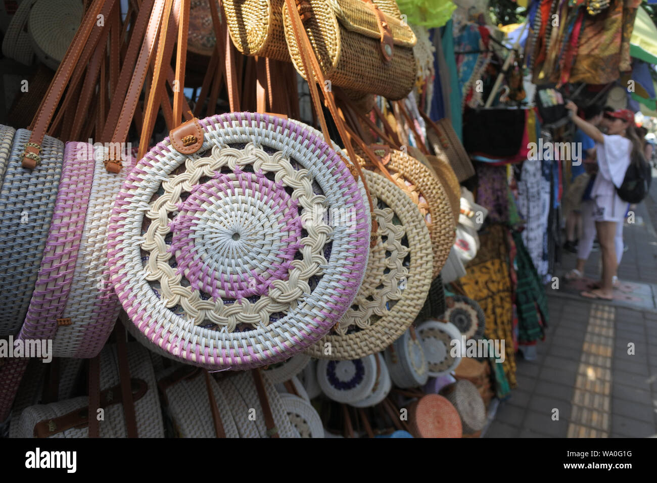 Merchandise for sale in in Ubud Market in Bali Island Indonesia. Ubud  located in the uplands of Bali, Indonesia, is known as a culture center for  trad Stock Photo - Alamy