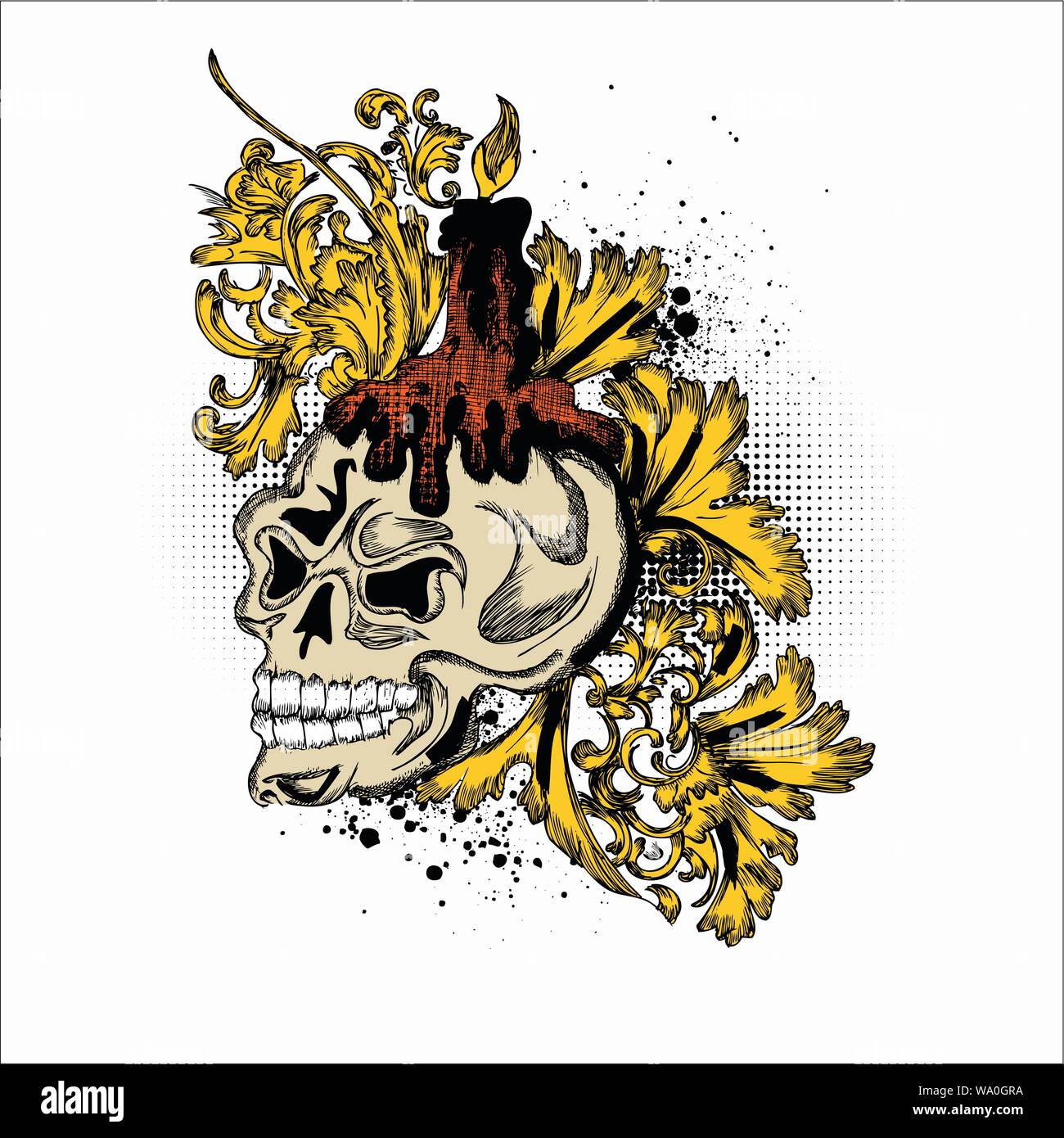 vector illustration of a skull for tattoo designs, logos and shirt ...