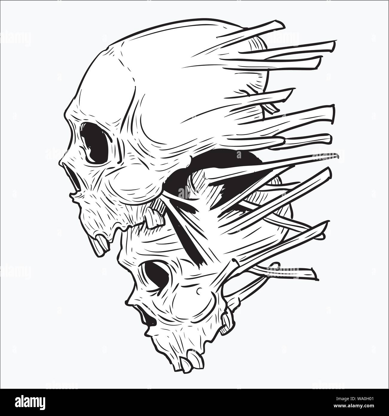 vector illustration of a skull for tattoo designs, logos and shirt ...