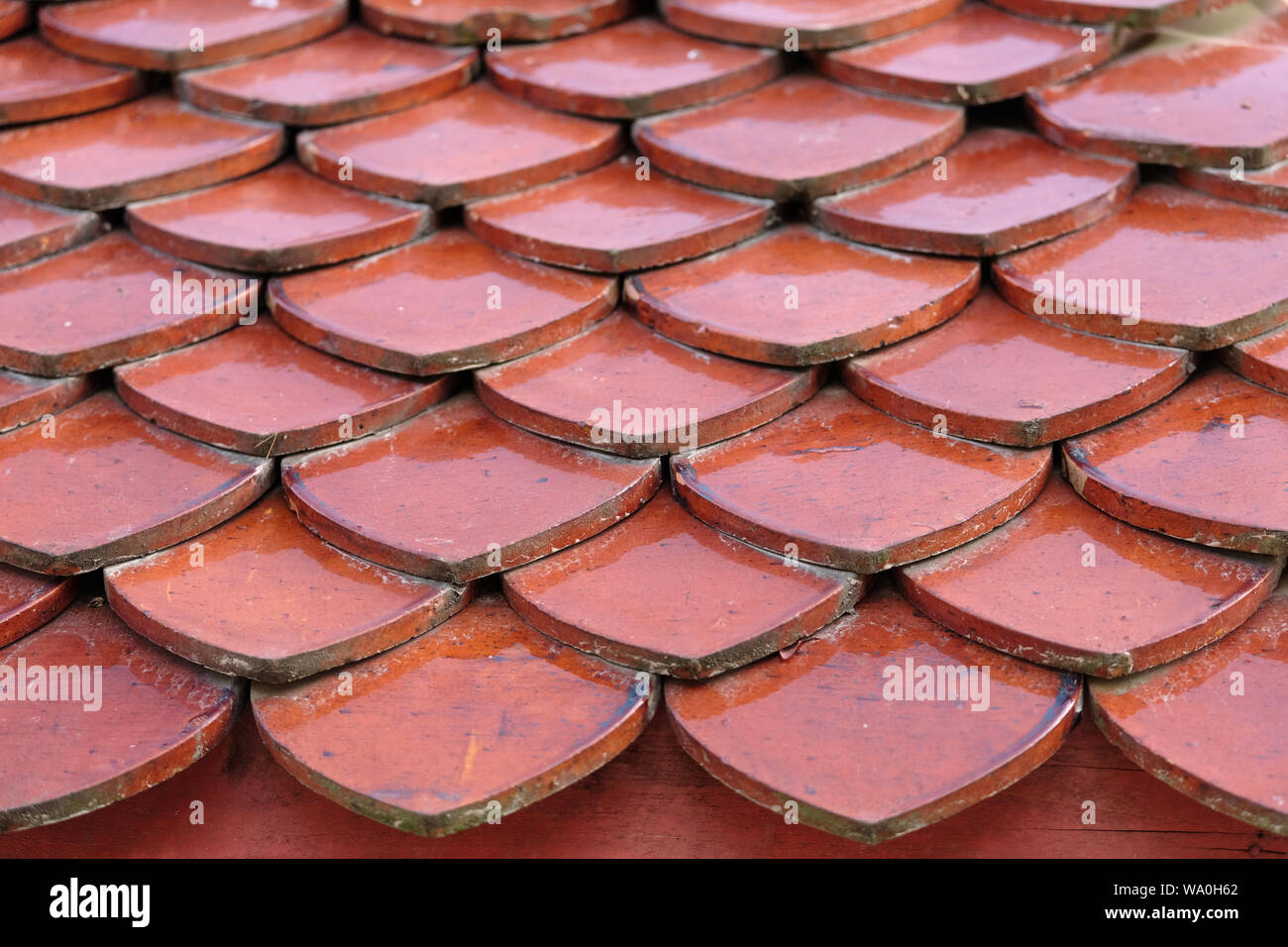 Antique tile roof Terrific textured tiles, antique clay tiles on the roof. Geometric shapes