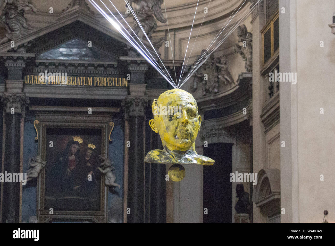 Italy, Rome - April 15 2017: the view of yellow head sculpture in Santa Maria in Montesanto church on April 15 2017, Lazio, Italy. Stock Photo