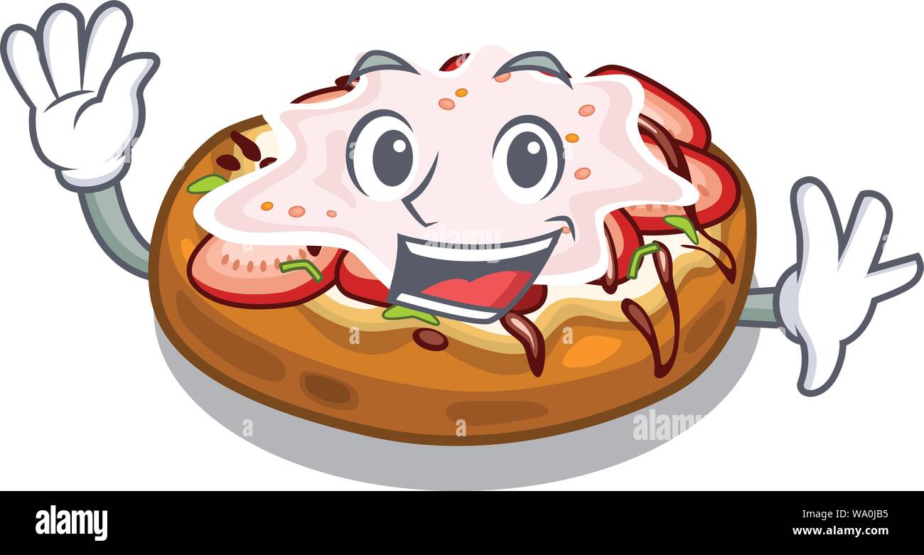 Waving Bruschetta In The A Cartoon Lunchbox Stock Vector Image Art Alamy