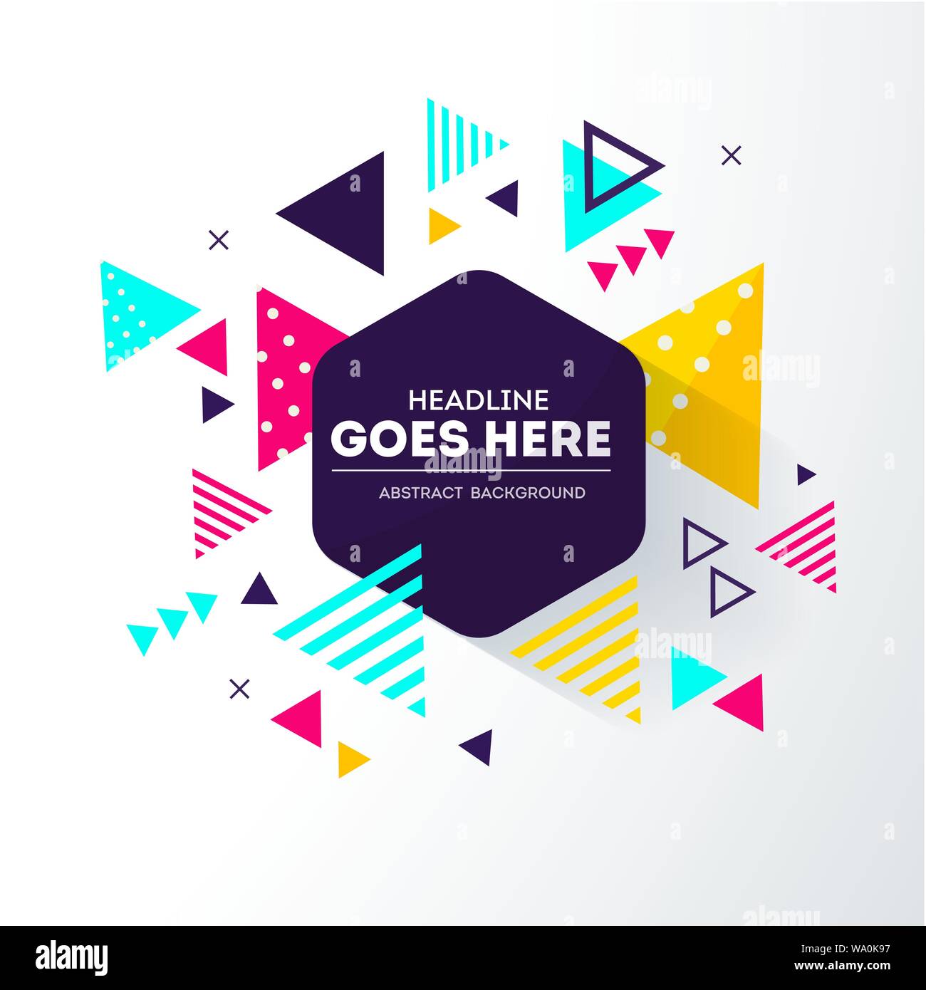 Abstract geometric composition with decorative triangles. Modern. Memphis. Vector illustration Stock Vector