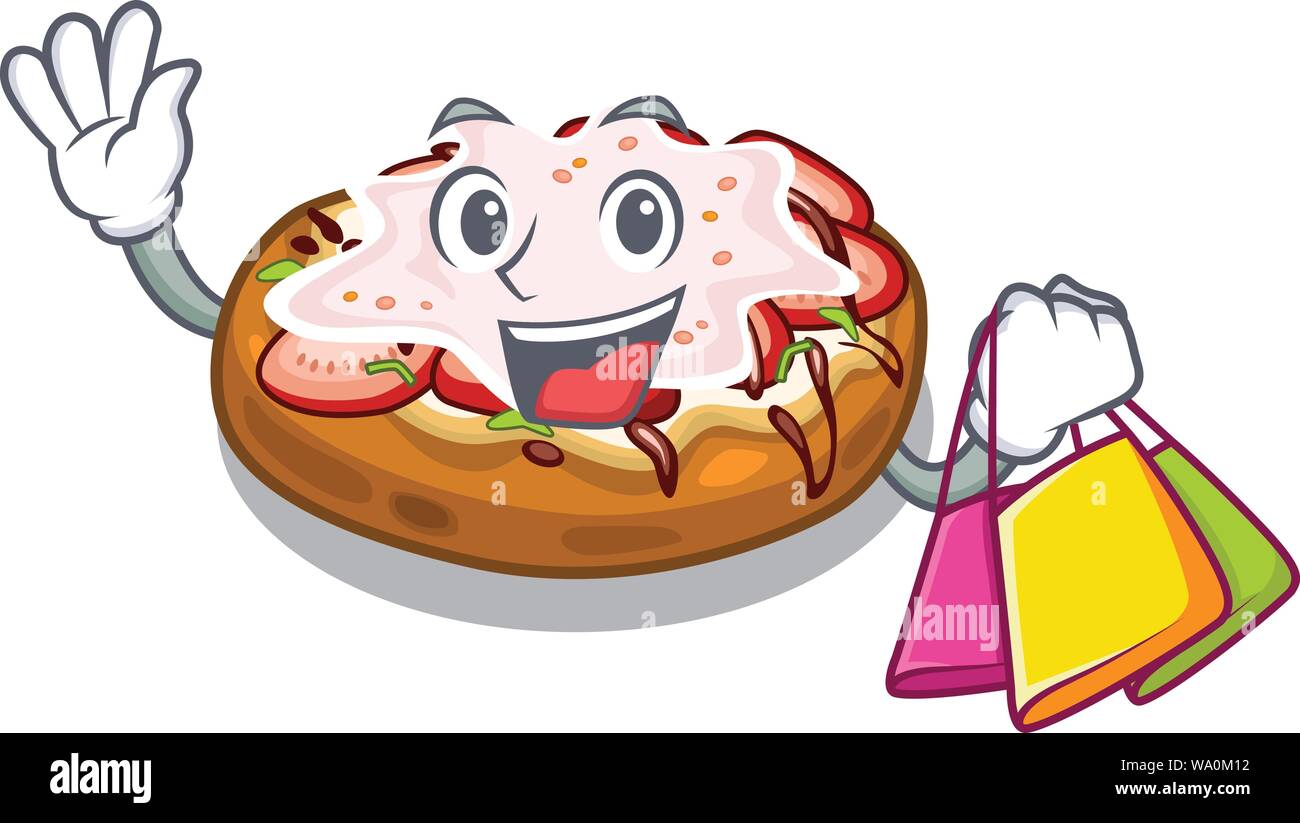 Shopping bruschetta in the a cartoon lunchbox Stock Vector