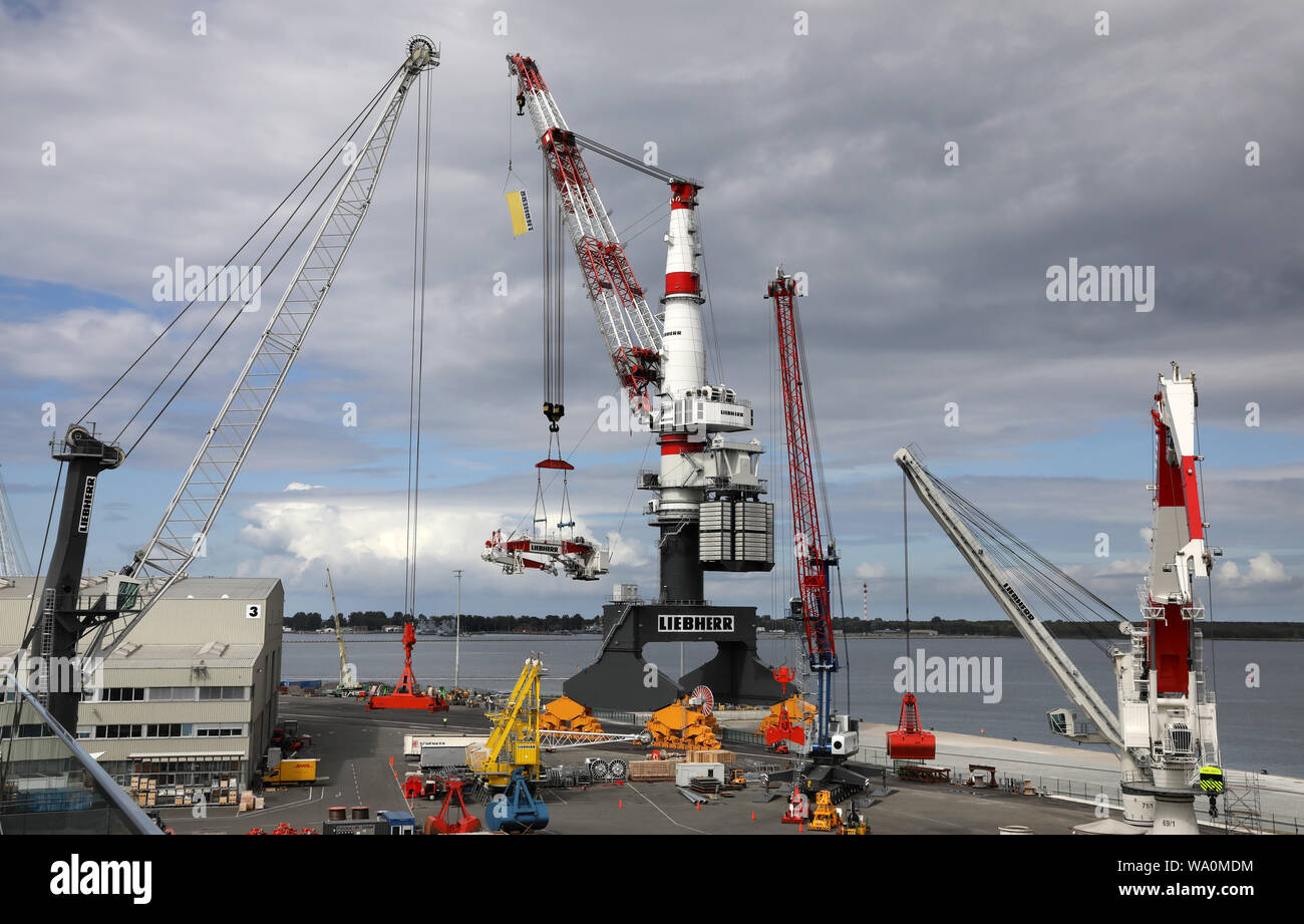 Rostock Germany 16th Aug 2019 A New Heavy duty Crane M Up To 164 rostock-germany-16th-aug-2019-a-new-heavy-duty-crane-m-up-to-164