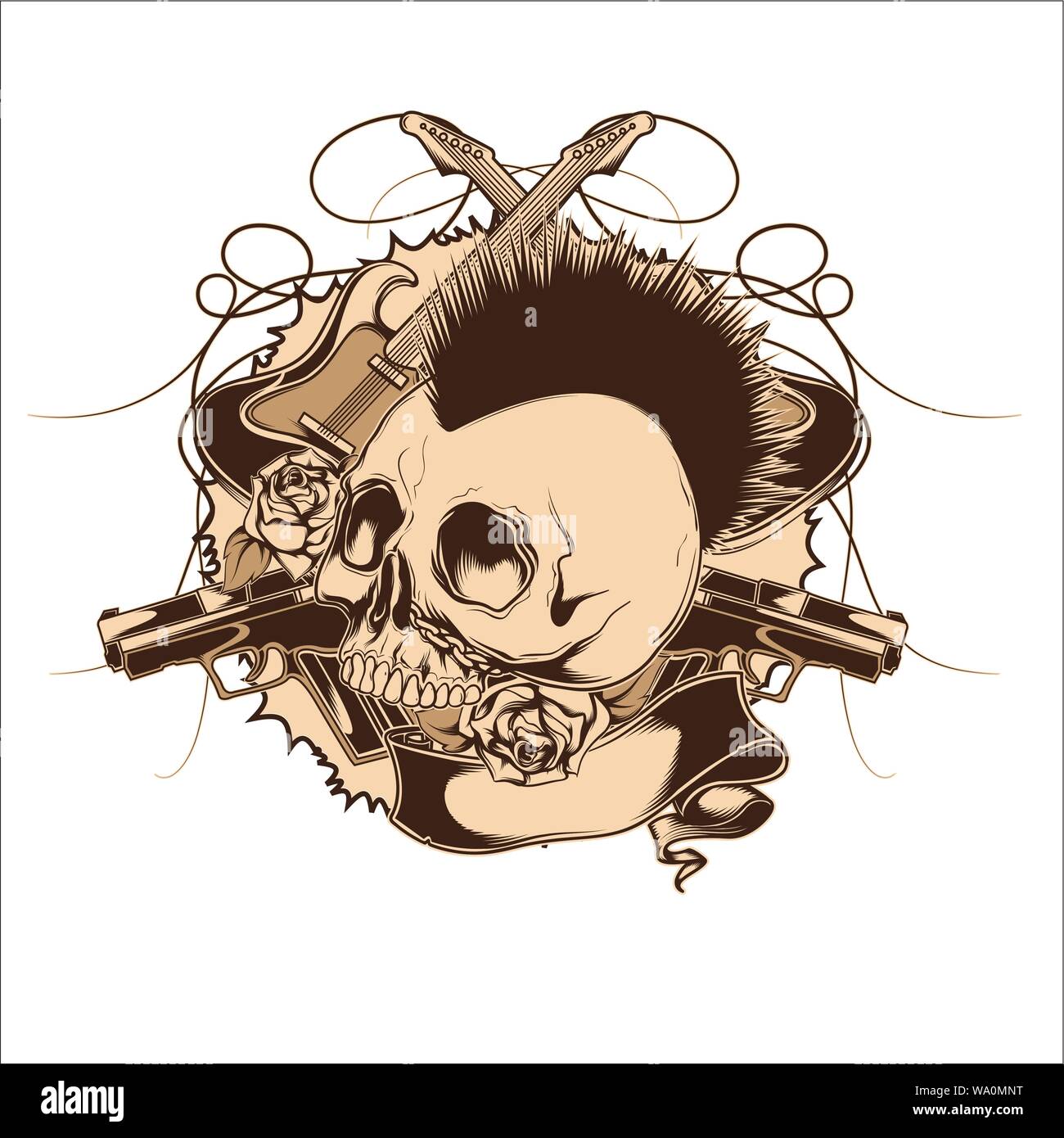 vector illustration of a skull for tattoo designs, logos and shirt ...