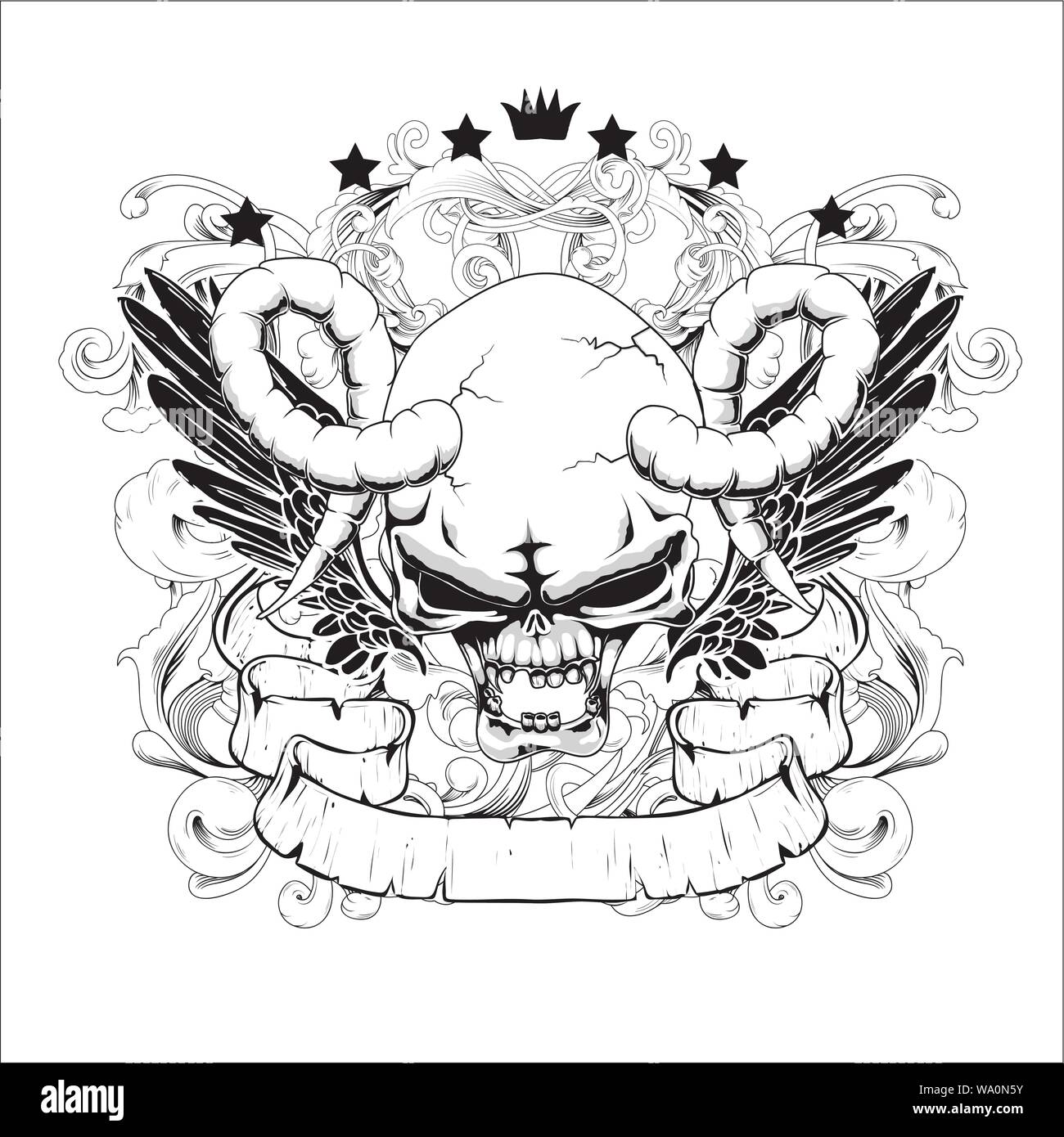 vector illustration of a skull for tattoo designs, logos and shirt ...