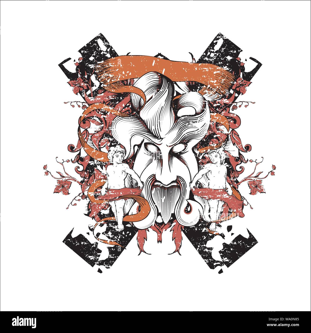 vector illustration of a skull for tattoo designs, logos and shirt ...