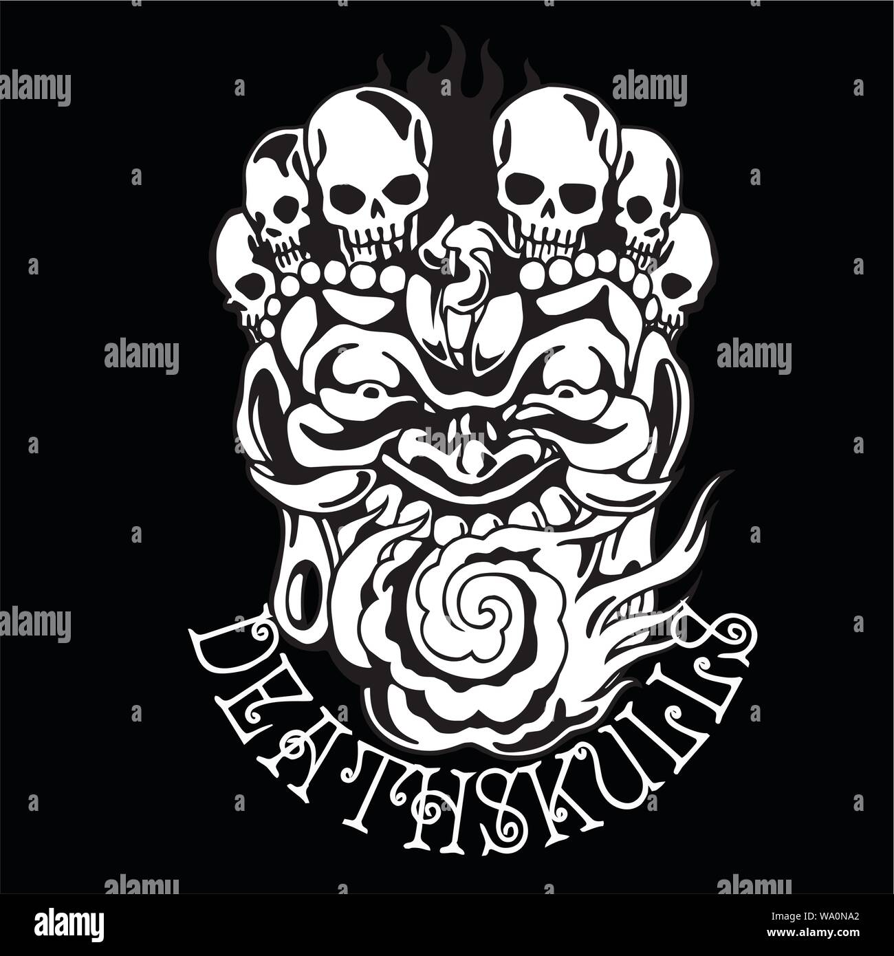 vector illustration of a skull for tattoo designs, logos and shirt ...