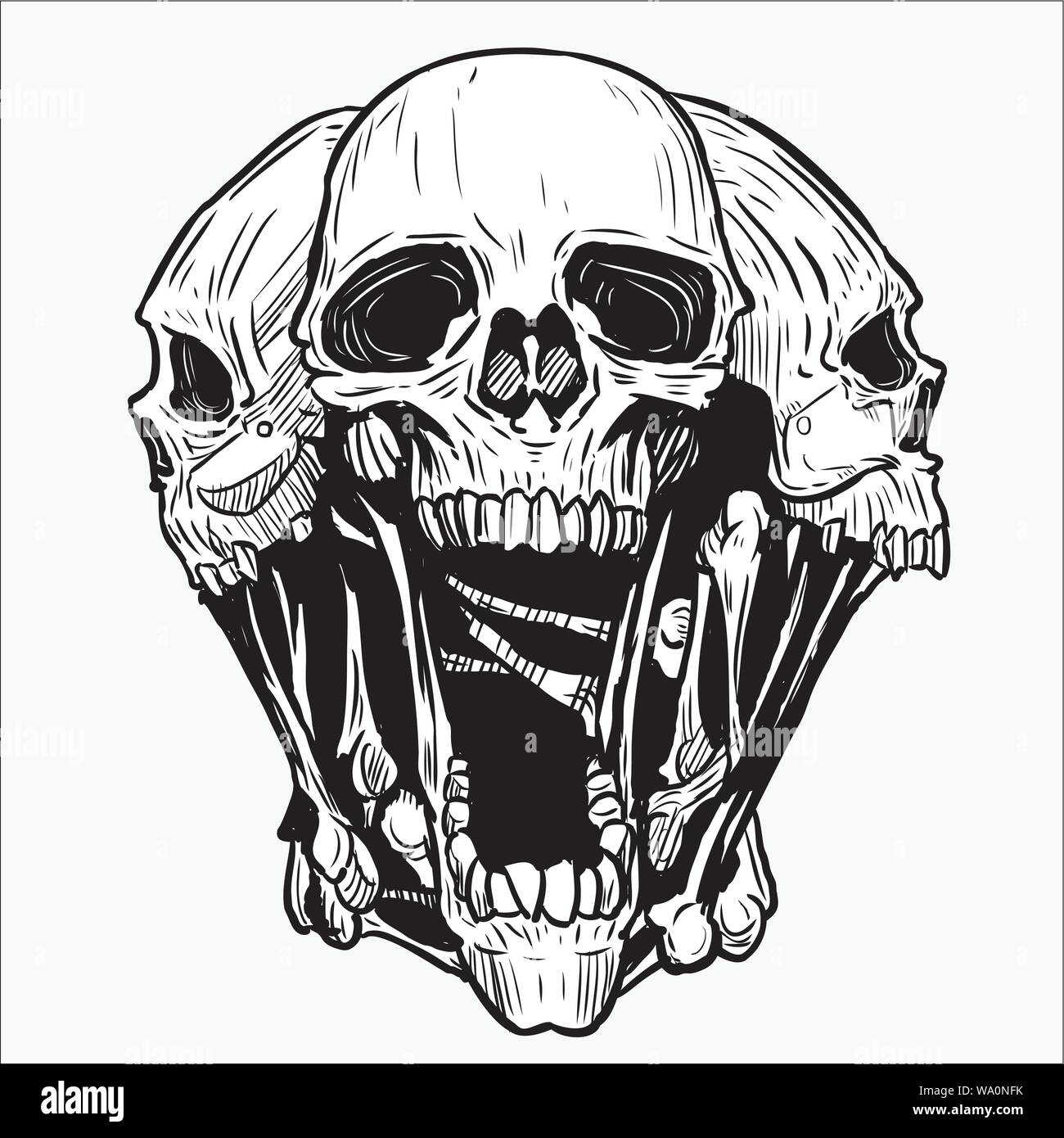 Grunge sticker tattoo style spooky skull Vector Image