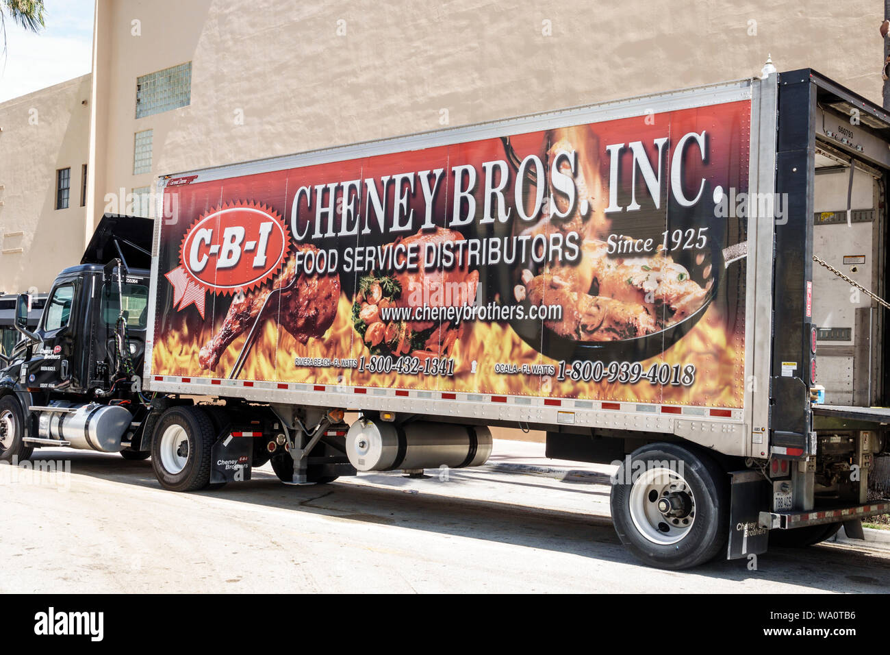 Miami Beach Florida,semi-tractor trailer truck lorry,food delivery,FL190731003 Stock Photo