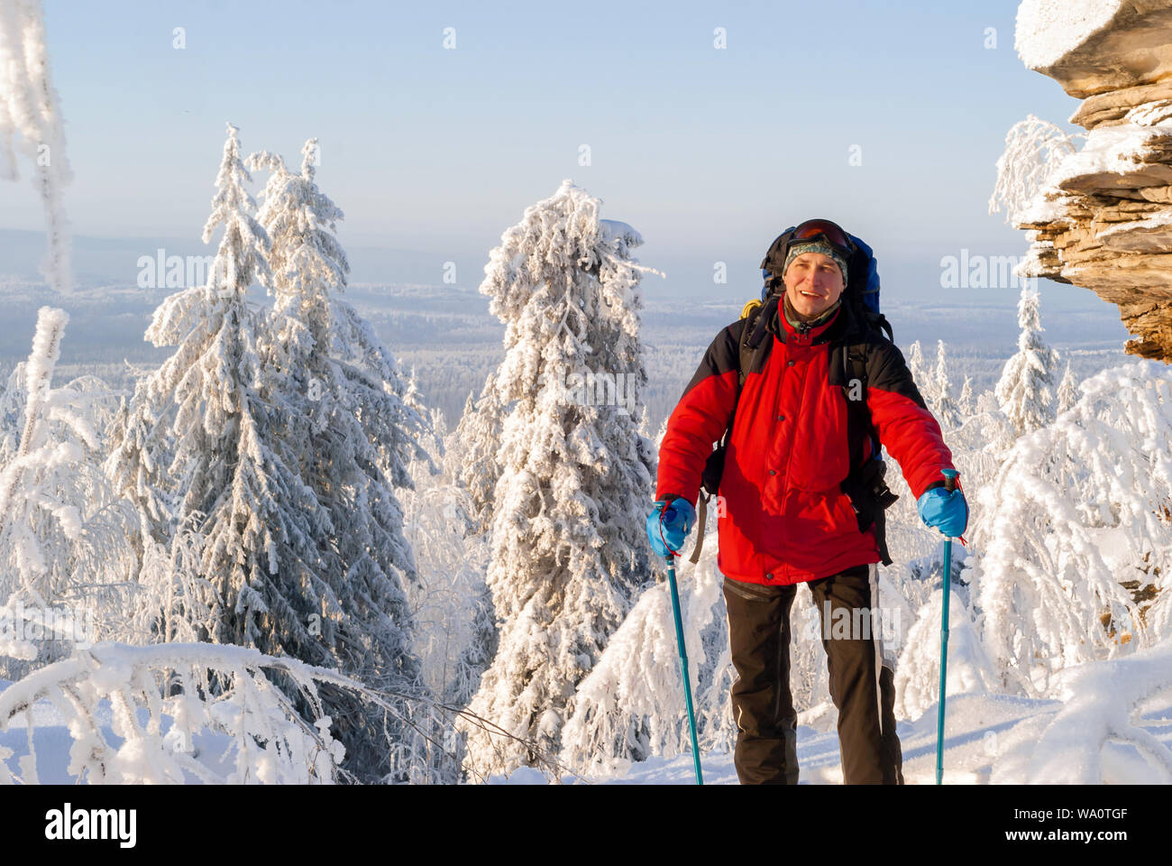 Male hiker backpack stands hi-res stock photography and images - Alamy