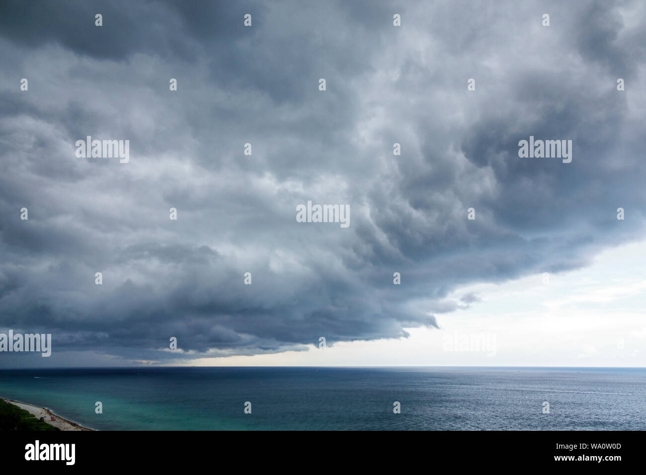 Miami Beach Florida,North Beach,weather sky clouds storm clouds storm rain,stormfront gathering,FL190731052 Stock Photo