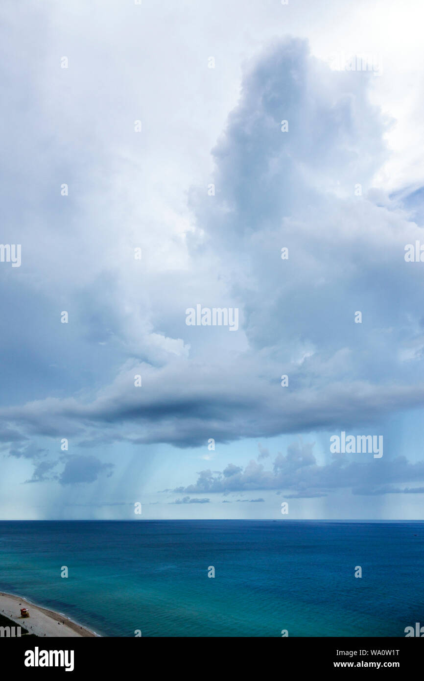 Miami Beach Florida,North Beach,Atlantic Ocean,weather sky clouds storm clouds storm rain,FL190731054 Stock Photo