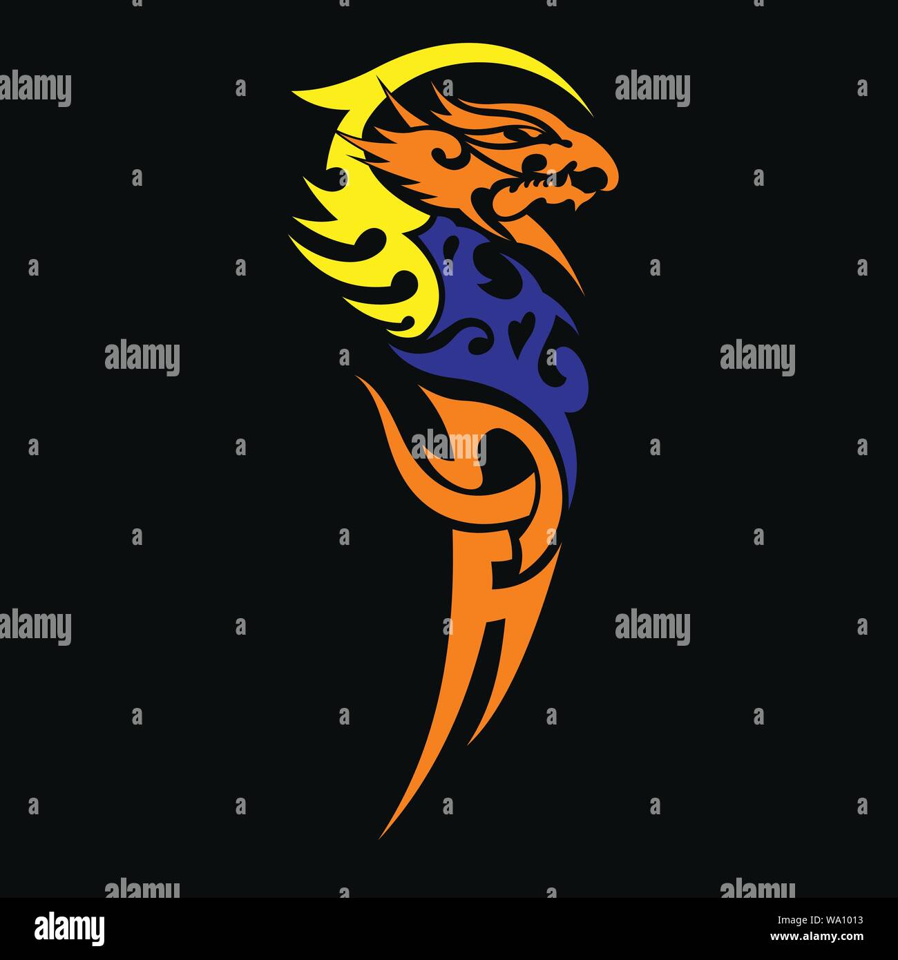 Vector illustration of dragon tattoo design Stock Vector