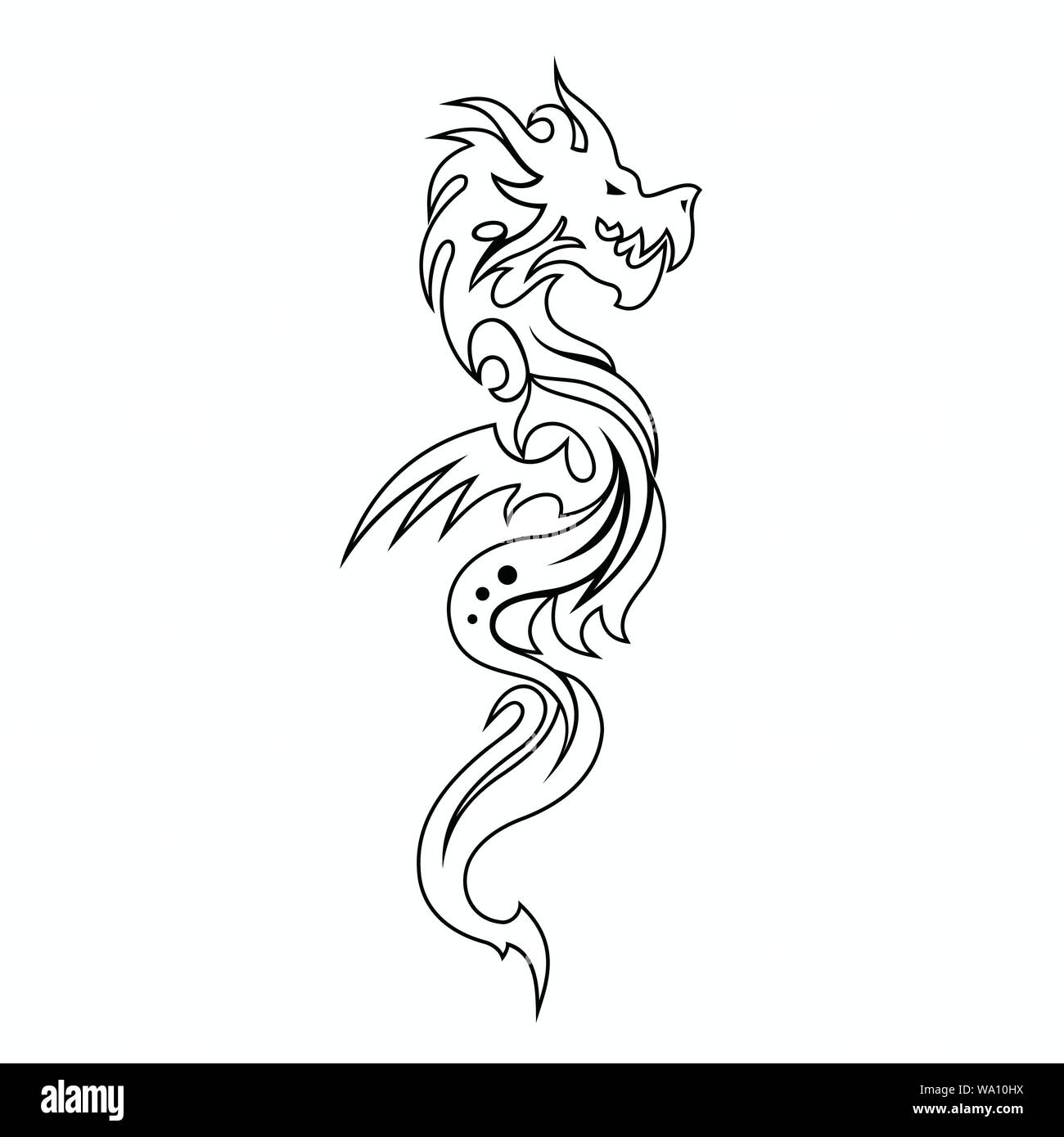 Vector illustration of dragon tattoo design Stock Vector Image ...