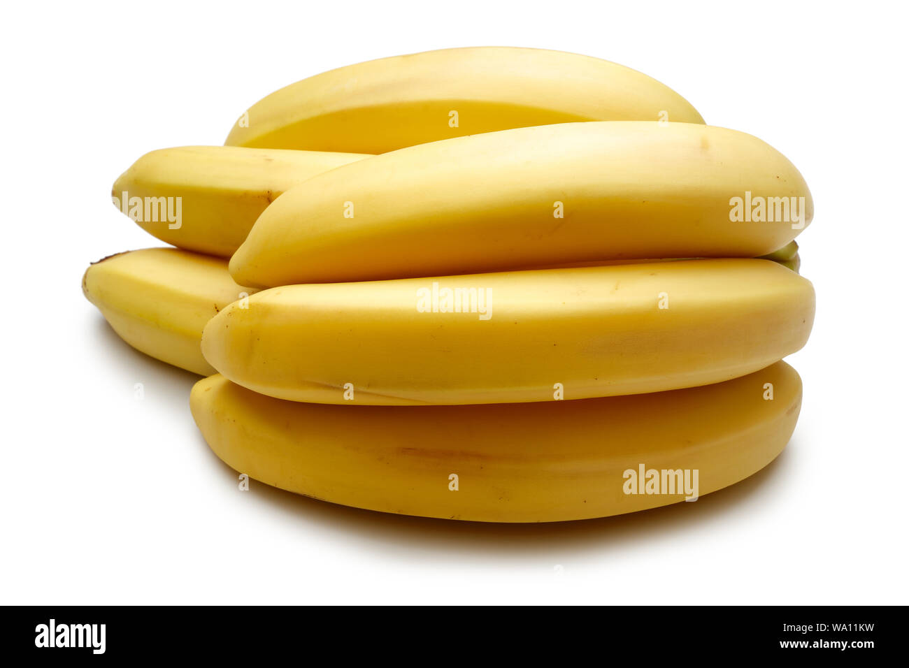 Bunch of ripe bananas isolated on white background. Studio shot Stock Photo