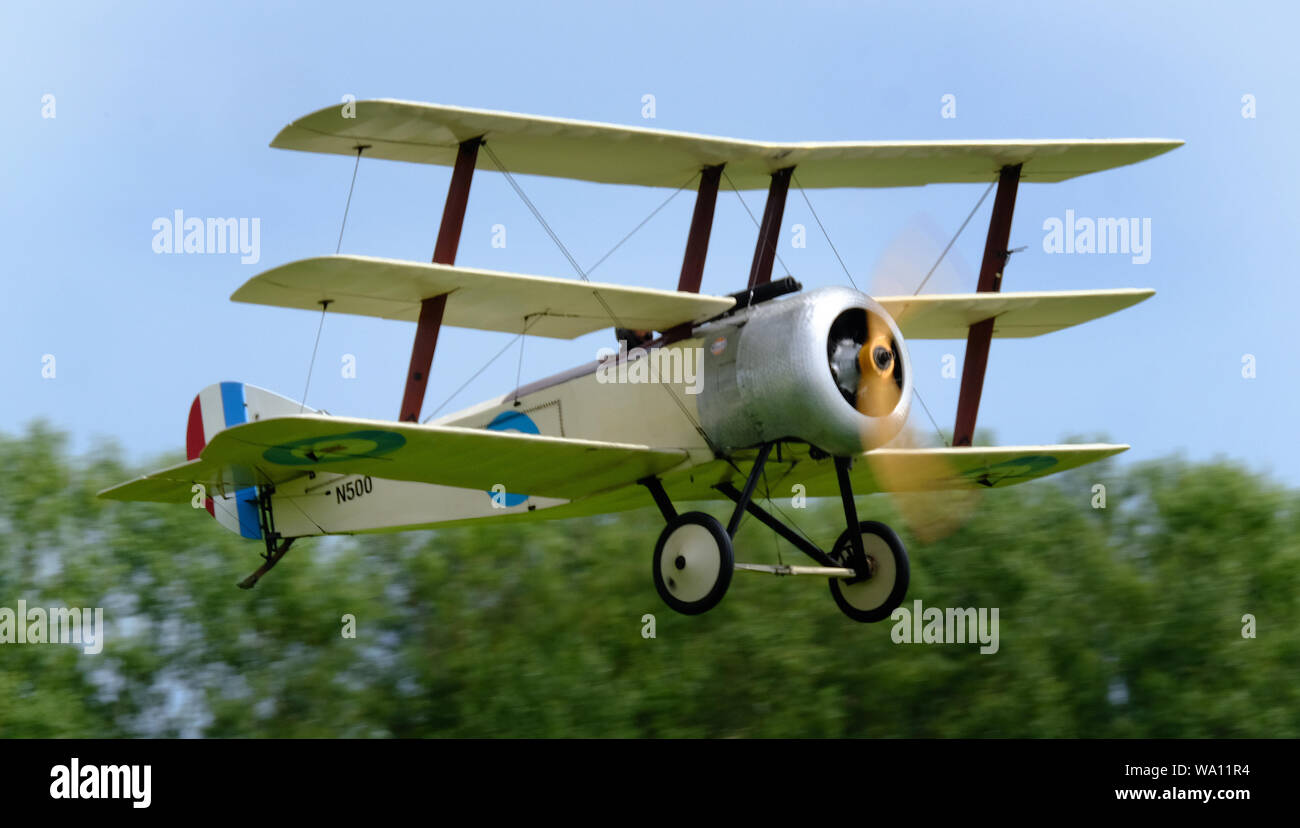 The Sopwith Triplane was a British single seat fighter aircraft designed and manufactured by the Sopwith Aviation Company during the First World War. Stock Photo
