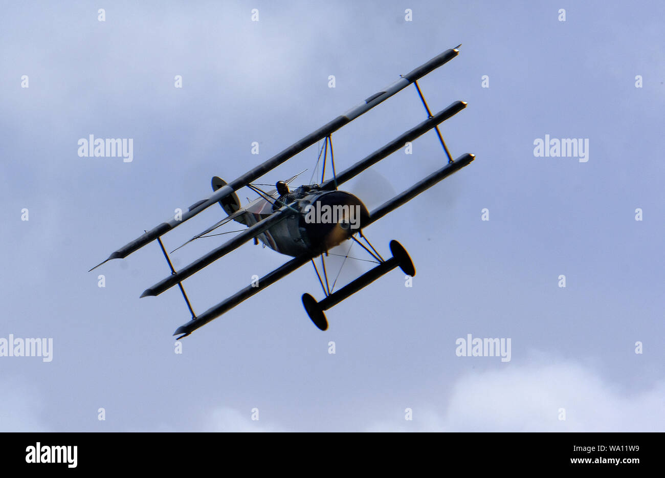 The Fokker Dr.I,(replica)  often known simply as the Fokker Triplane, was a World War I fighter aircraft built by Fokker-Flugzeugwerke. Stock Photo