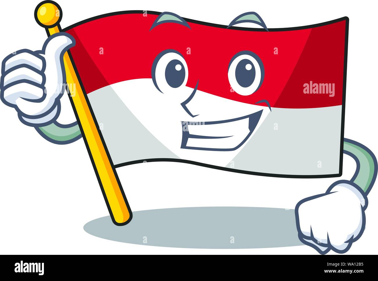 Thumbs up flag indonesia hoisted on cartoon poles Stock Vector Image