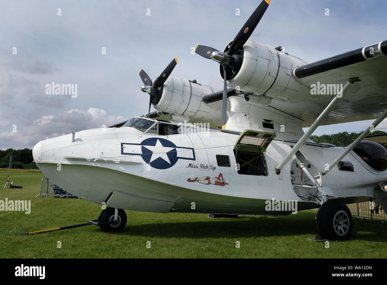 The Consolidated PBY Catalina, also known as the Canso in Canadian service, is an American flying boat, and later an amphibious aircraft of the 1930s Stock Photo