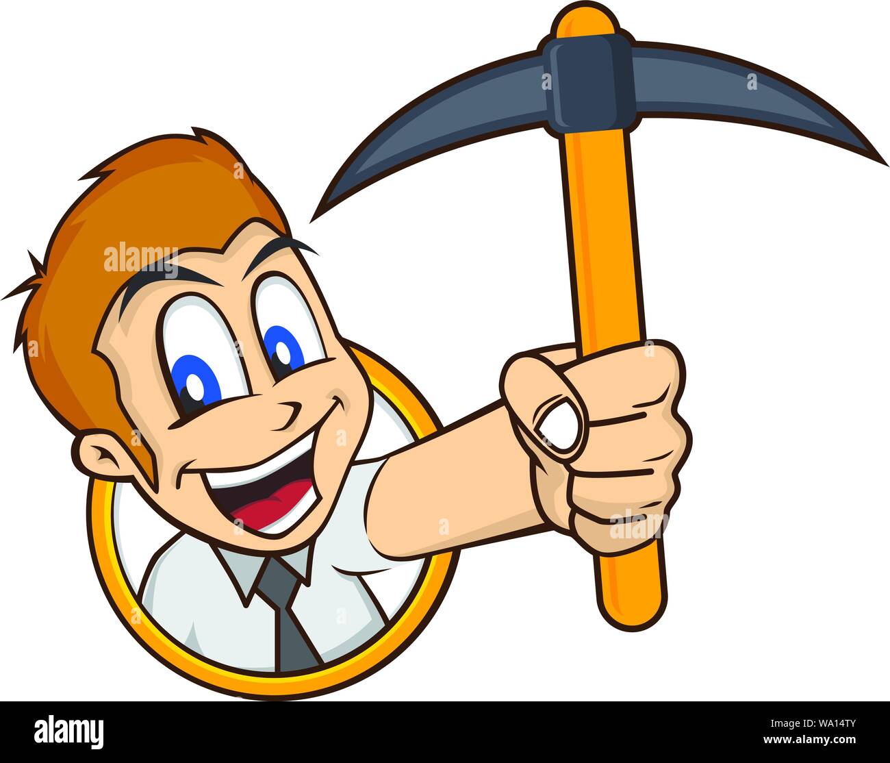 man holding pickaxe bitcoin mining crypto currency vector Stock Vector  Image & Art - Alamy