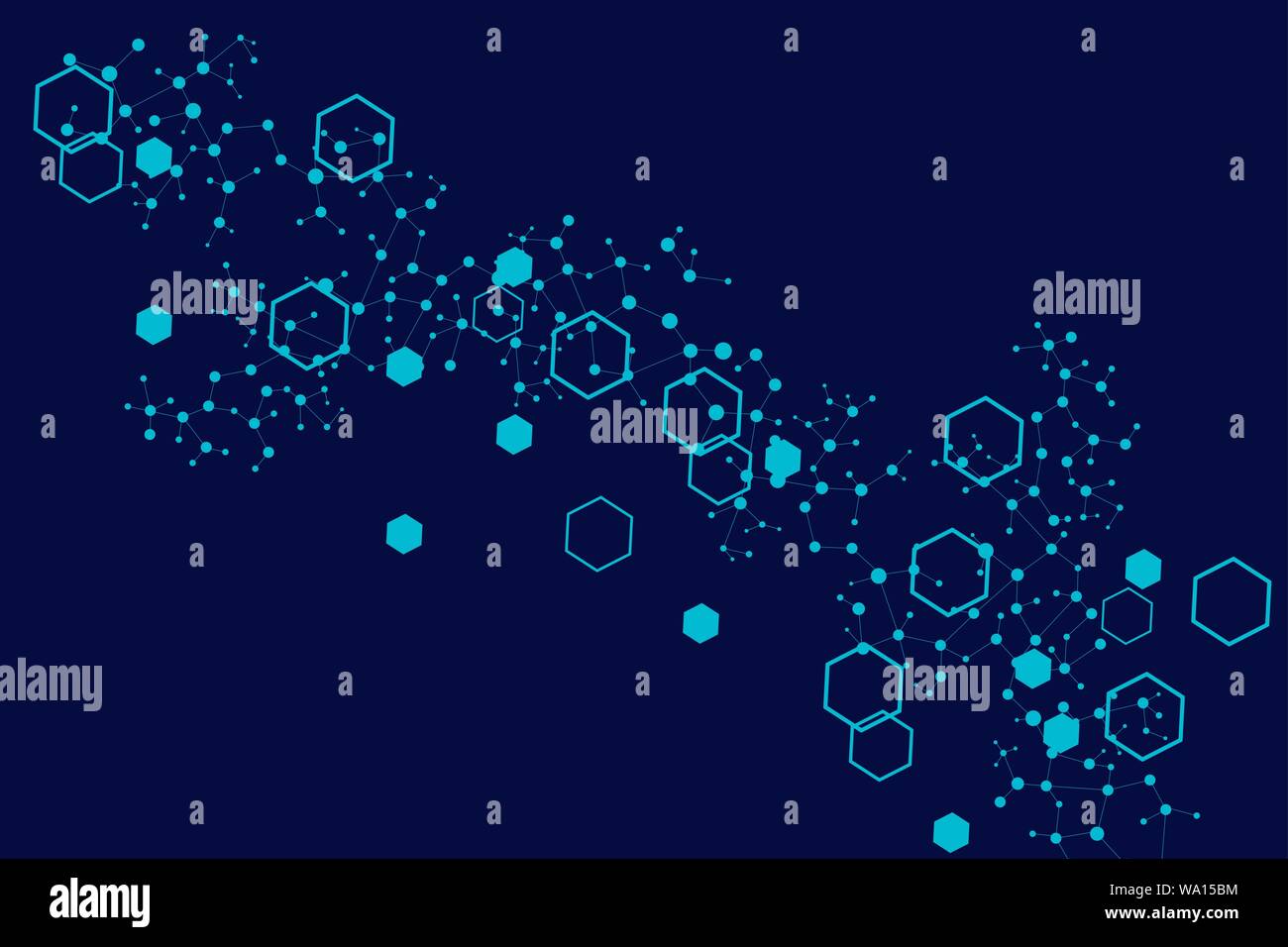 Science network pattern, connecting lines and dots. Technology hexagons ...