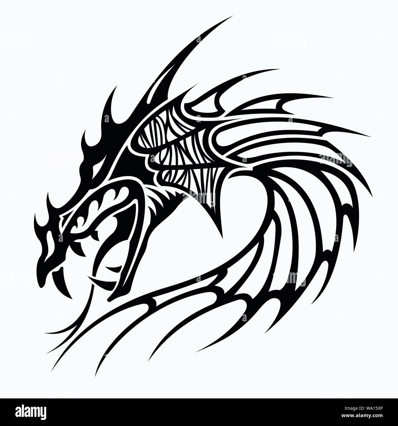 Vector illustration of dragon tattoo design Stock Vector Image & Art - Alamy