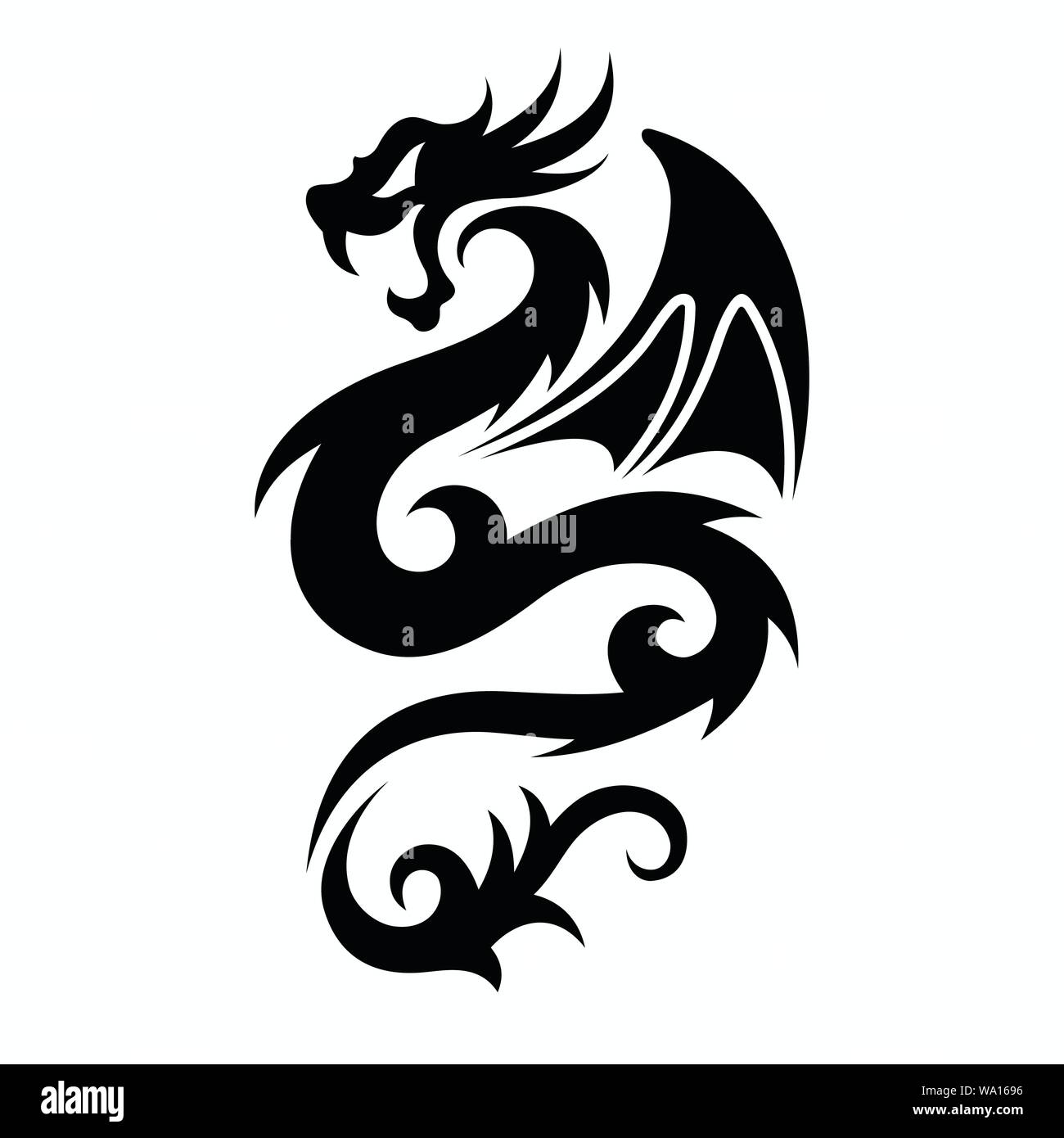 Vector illustration of dragon tattoo design Stock Vector Image ...