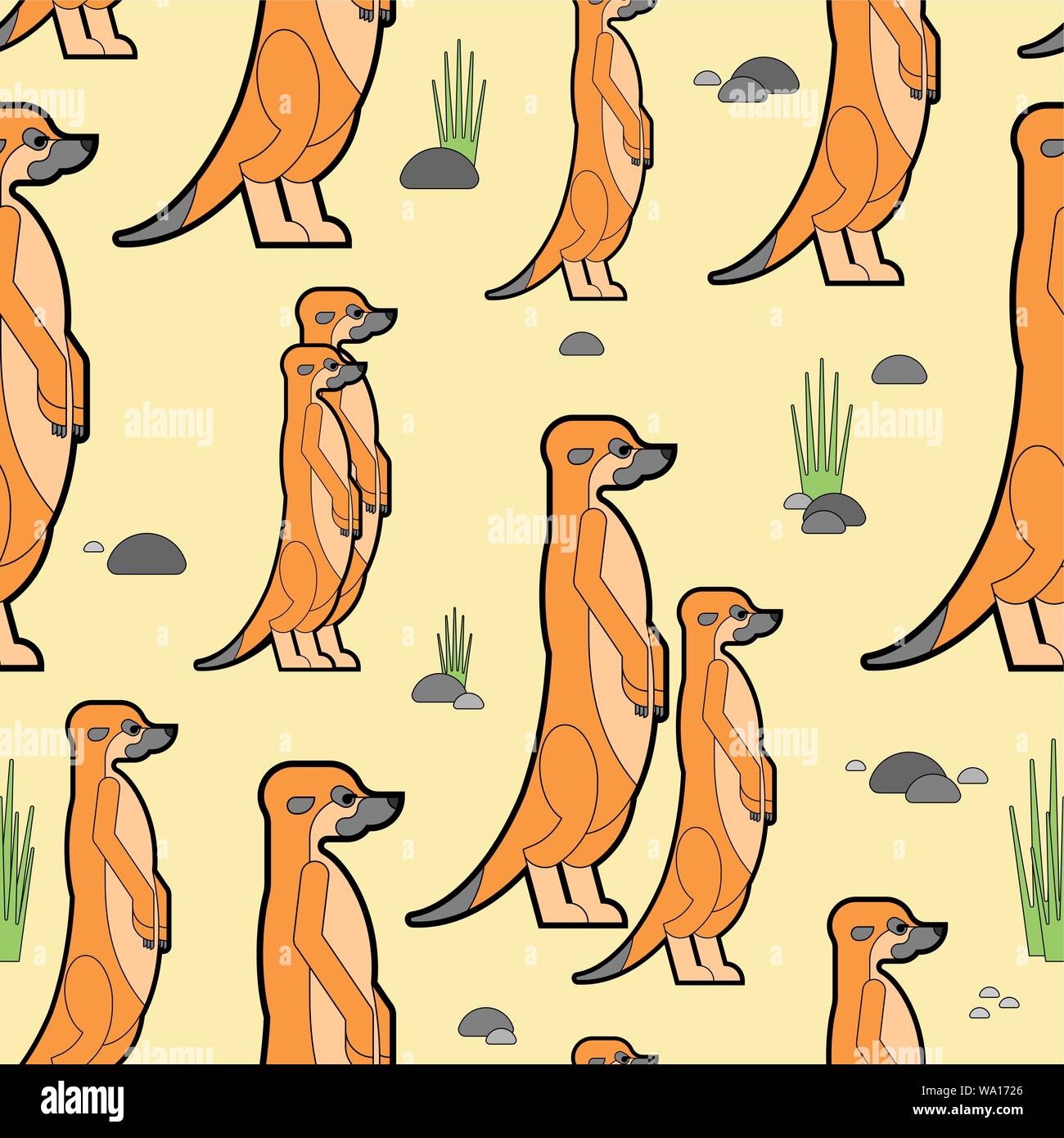 Meerkat pattern seamless. Small mongoose background. Baby cloth texture. vector ornament Stock Vector