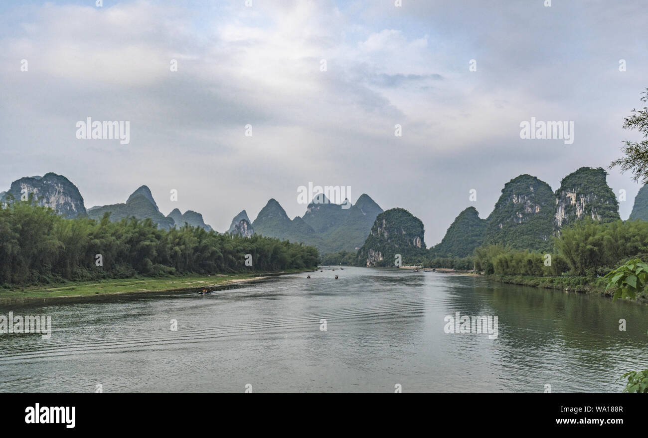 Guangxi guilin lijiang river scenery - Stock Photo