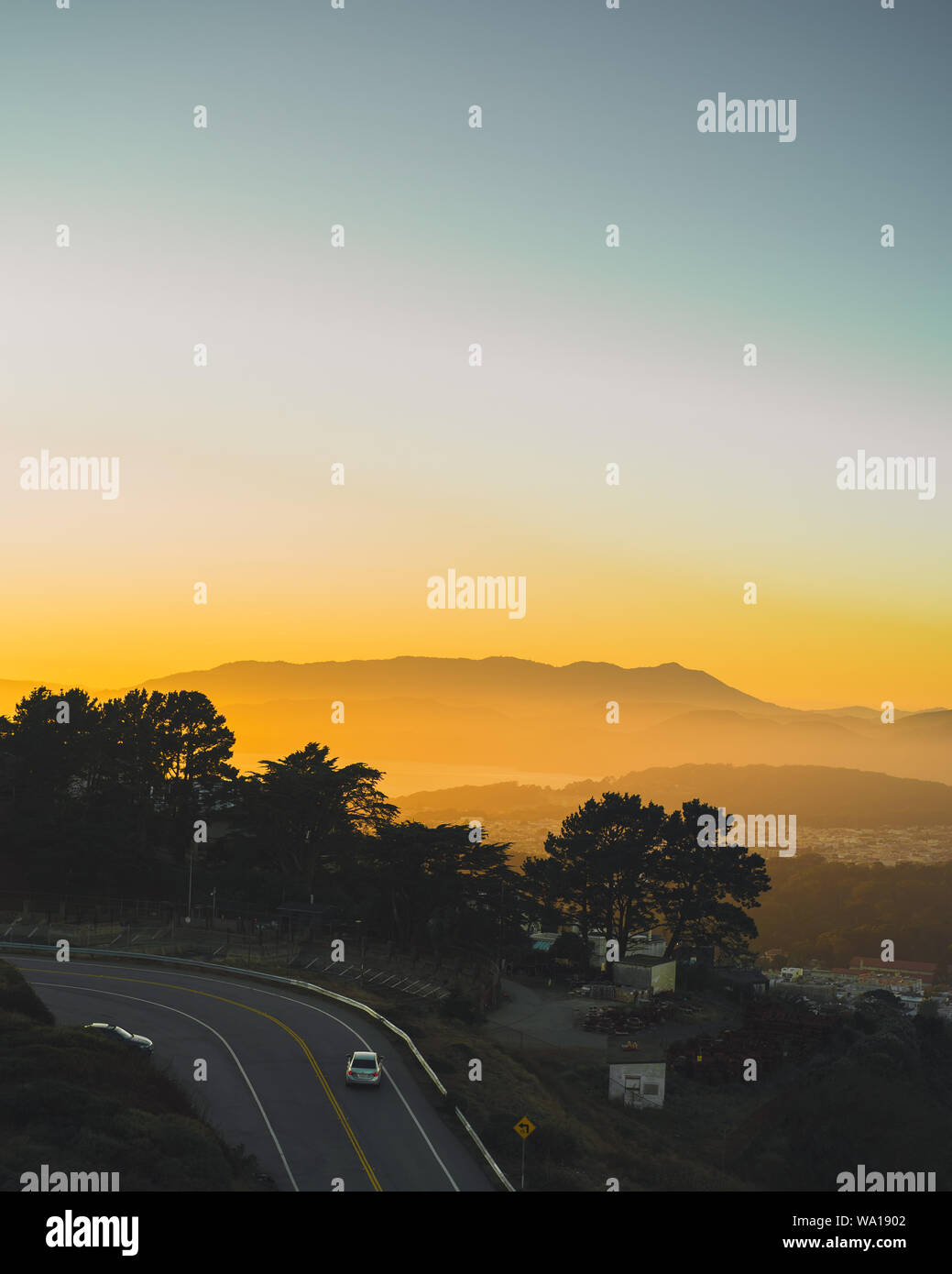 California Sunset in the hills Stock Photo