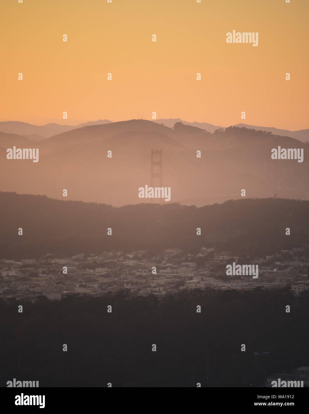 California Sunset in the hills Stock Photo