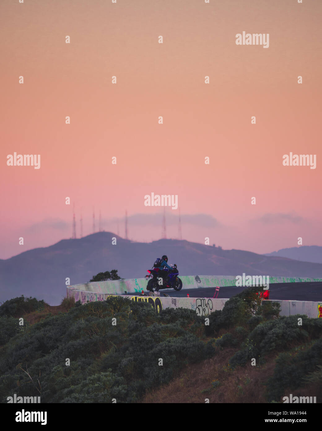 California Sunset in the hills Stock Photo